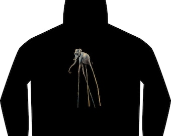 Surreal Long-Legged Elephant Hoodie | Unisex Full-Zip Sweatshirt