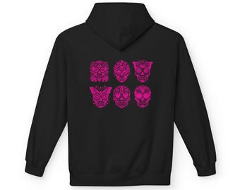 Day of the Dead Sugar Skull Grid Hoodie | Unisex Zip-Up Hoodie
