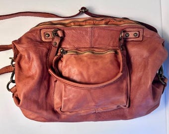Borse in Pelle Italian Leather Satchel Bag Terracotta Orange Crossbody Hobo