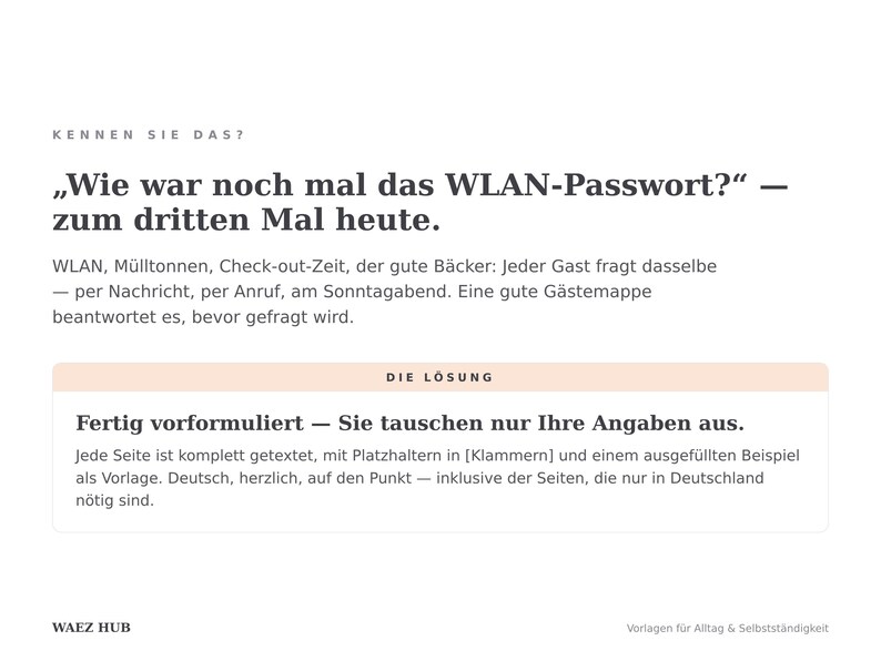 Wie war noch mal das WLAN-Passwort — eine gute Gästemappe beantwortet Fragen, bevor sie gestellt werden