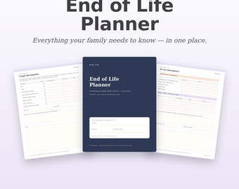 End of Life Planner Fillable PDF | In Case of Emergency Binder | Final Wishes Organizer | Estate Planning Workbook US Letter & A4