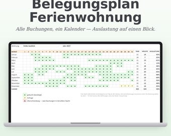 Vacation rental occupancy plan Excel template 2027 | Occupancy calendar for Airbnb & Booking.com | Occupancy, revenue, tourist tax | German