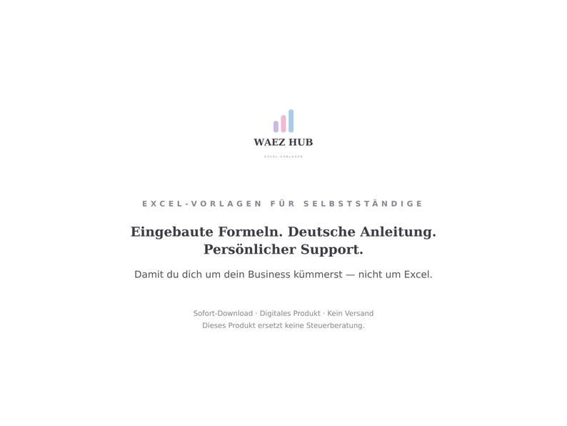 WAEZ HUB Logo — Excel-Vorlagen für Selbstständige: eingebaute Formeln, deutsche Anleitung, persönlicher Support