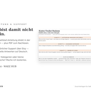Start-Tab der Vorlage mit deutscher Schritt-für-Schritt-Anleitung und Hinweis auf persönlichen Support