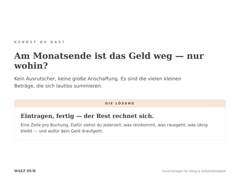 Am Monatsende ist das Geld weg — das Haushaltsbuch zeigt, wofür es ausgegeben wurde