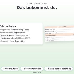 Lieferumfang: zwei Google-Sheets-Vorlagen und deutsche Zugangs-Anleitung als PDF