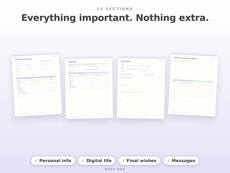 End of Life Planner Fillable PDF | in Case of Emergency Binder | Final ...
