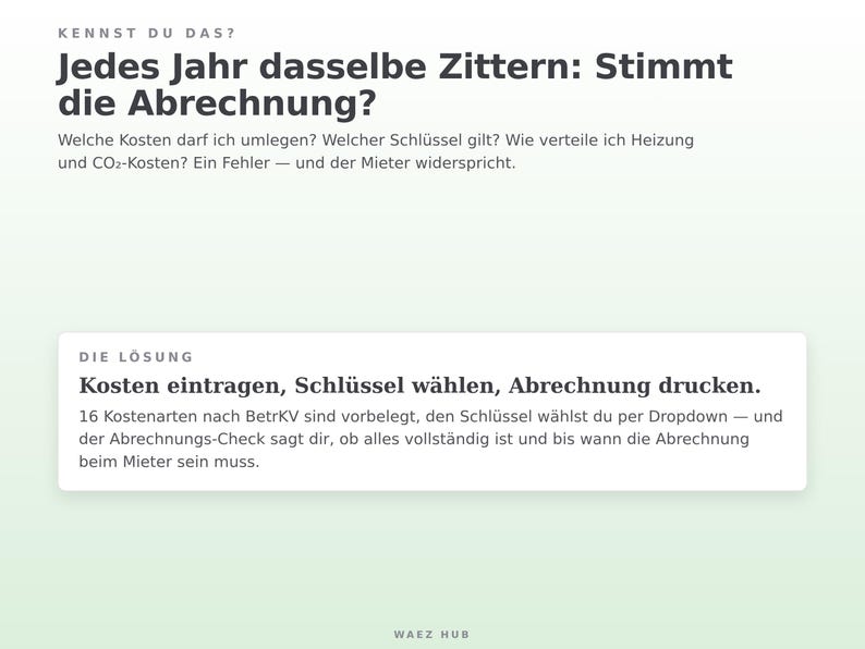 Jedes Jahr dasselbe Zittern — stimmt die Nebenkostenabrechnung und kommt sie rechtzeitig beim Mieter an