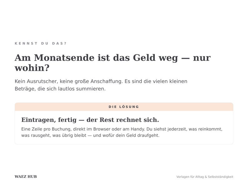 Am Monatsende ist das Geld weg — das Haushaltsbuch zeigt, wofür es ausgegeben wurde