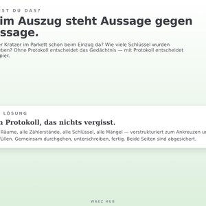 Beim Auszug steht Aussage gegen Aussage — das Protokoll dokumentiert Zustand, Zähler und Schlüssel
