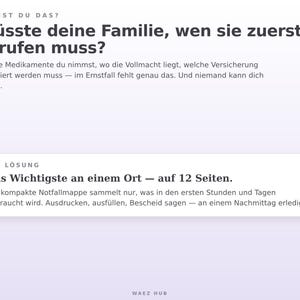 Wüsste deine Familie, wen sie zuerst anrufen muss? Das Wichtigste an einem Ort auf 12 Seiten
