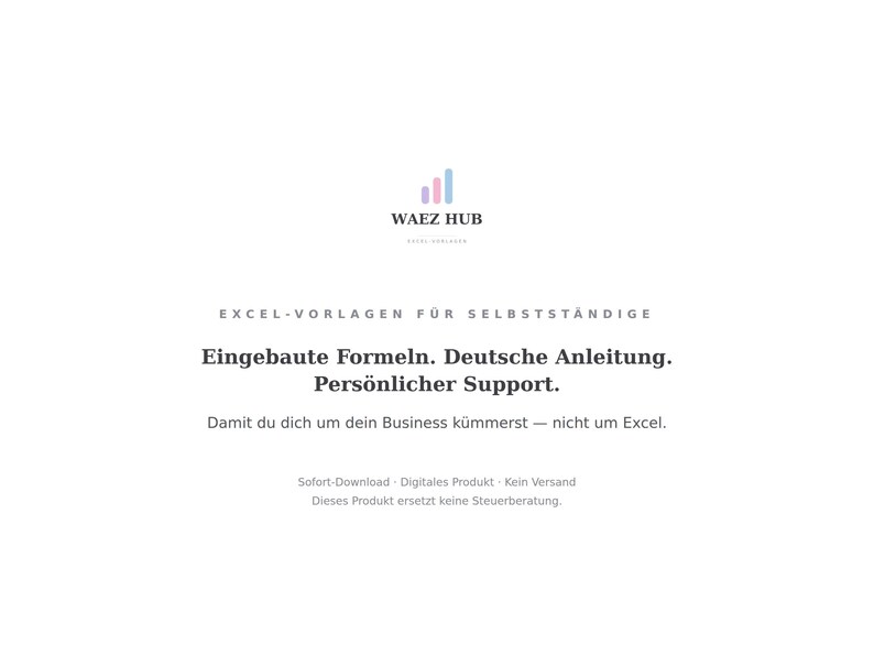WAEZ HUB Logo — Excel-Vorlagen für Selbstständige: eingebaute Formeln, deutsche Anleitung, persönlicher Support