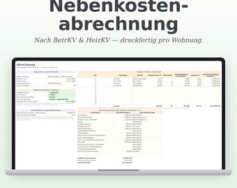 Utility Bill Excel Template 2026/2027 | Operating Cost Calculator for Landlords according to the German Operating Costs Ordinance (BetrKV) and the German Heating Costs Ordinance (HeizKV) | Tenant Billing | Download
