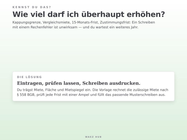 Wie viel darf ich erhöhen? Kappungsgrenze, Vergleichsmiete und Fristen auf einen Blick