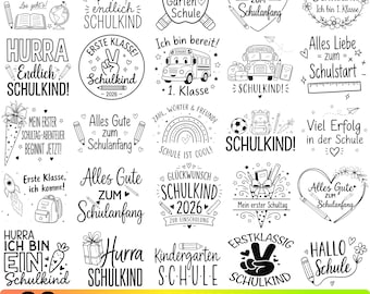 Deutsche Einschulung SVG Bundle, Einschulung, Schulkind Designs (svg, png, eps, dxf)