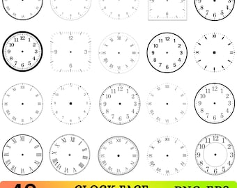 Pacchetto di quadranti per orologio in formato SVG, quadrante vuoto, numeri, numeri romani (download digitale)