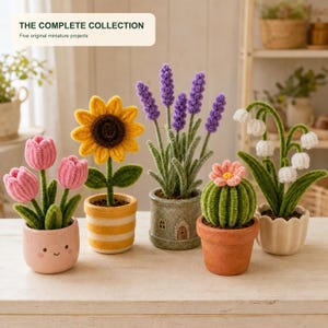 Mini Potted Pipe Cleaner Flowers Pattern Bundle. 5 Chenille Stem Tutorials, Beginner PDF