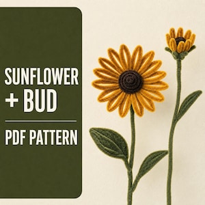 Pipe Cleaner Sunflower & Bud PDF Pattern: Beginner Chenille Stem Flower Tutorial