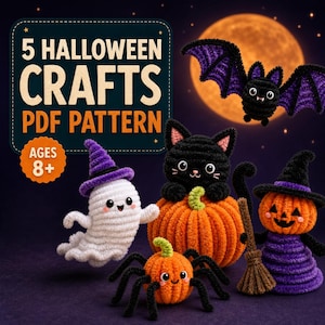 Halloween Pipe Cleaner Patterns PDF: 5 Beginner Chenille Stem Crafts for Kids