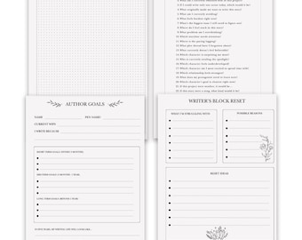 Author Writing Planner Inserts - Novel Writing Planner Template Printable, Self Publishing Book Writing Tracker, Physical BUNDLE