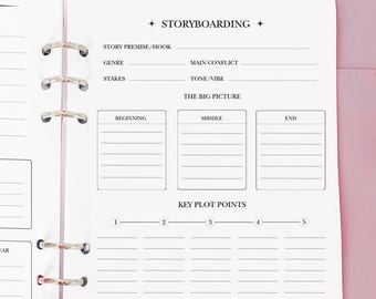 Storyboarding - Planner Insert - Novel Writing Planner Template Printable, Self Publishing Book Writing Tracker, Physical Copy Pack