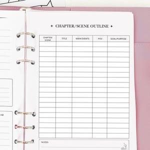Chapter Outline - Planner Insert - Novel Writing Planner Template Printable, Self Publishing Book Writing Tracker, Physical Copy Pack