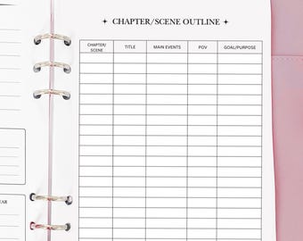 Chapter Outline - Planner Insert - Novel Writing Planner Template Printable, Self Publishing Book Writing Tracker, Physical Copy Pack