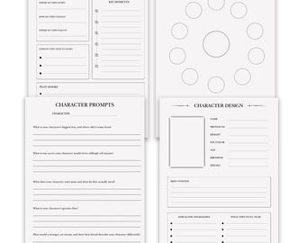 Character Design Book Planner Inserts - Novel Writing Planner Template Printable, Self Publishing Book Writing Tracker, Physical BUNDLE