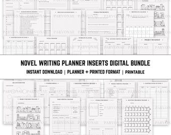 Digital Novel Writing Planner Bundle - Novel Planner Workbook, Writer Planner, Fiction Writing, Characters, Author, Book, Character Design