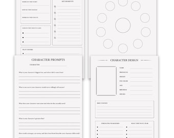 Character Design Novel Planner Bundle - Novel Writing Planner Template Printable,Self Publishing Book Reading Tracker,Digital Download