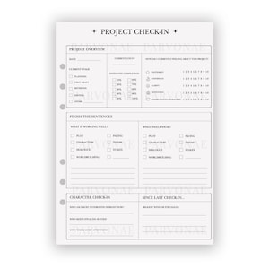 Registro de proyectos - Inserto para planificador - Plantilla imprimible para planificador de escritura de novelas, Rastreador de escritura de libros autopublicados, Descarga digital
