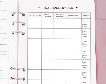 Plot Hole Tracker - Planner Insert - Novel Writing Planner Template Printable, Self Publishing Book Writing Tracker, Physical Copy Pack