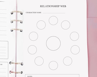 Character Relationships Planner Insert - Novel Writing Planner Template Printable, Self Publishing Book Writing Tracker, Physical Copy Pack