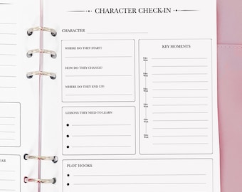 Character Check-In - Planner Insert - Novel Writing Planner Template Printable, Self Publishing Book Writing Tracker, Physical Copy Pack