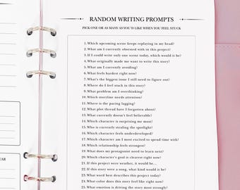 Random Writing Prompts - Planner Insert - Novel Writing Planner Template Printable, Self Publishing Book Writing Tracker, Physical Copy Pack