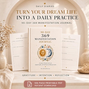 90-Day 369 Manifestation Journal | Gratitude, Affirmation, Law of Attraction Workbook (Digital Download)
