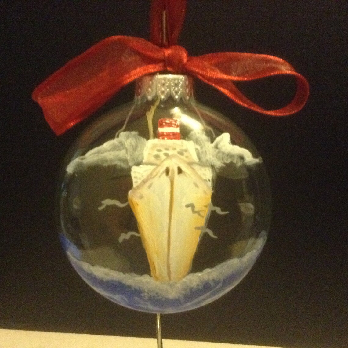 Ornament Glass Cruise Ship on Water Hand Painted Etsy