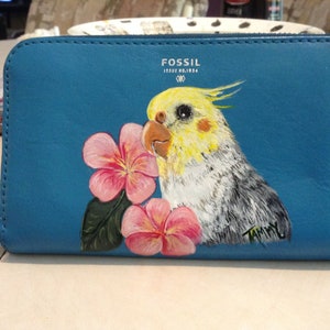 Cartera de cockatiel pintada