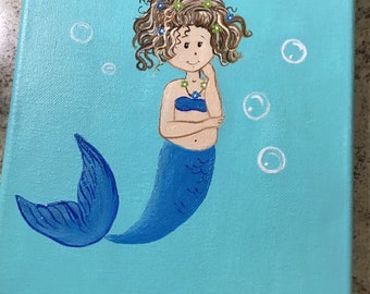 Mermaid painting, canvas 8x10