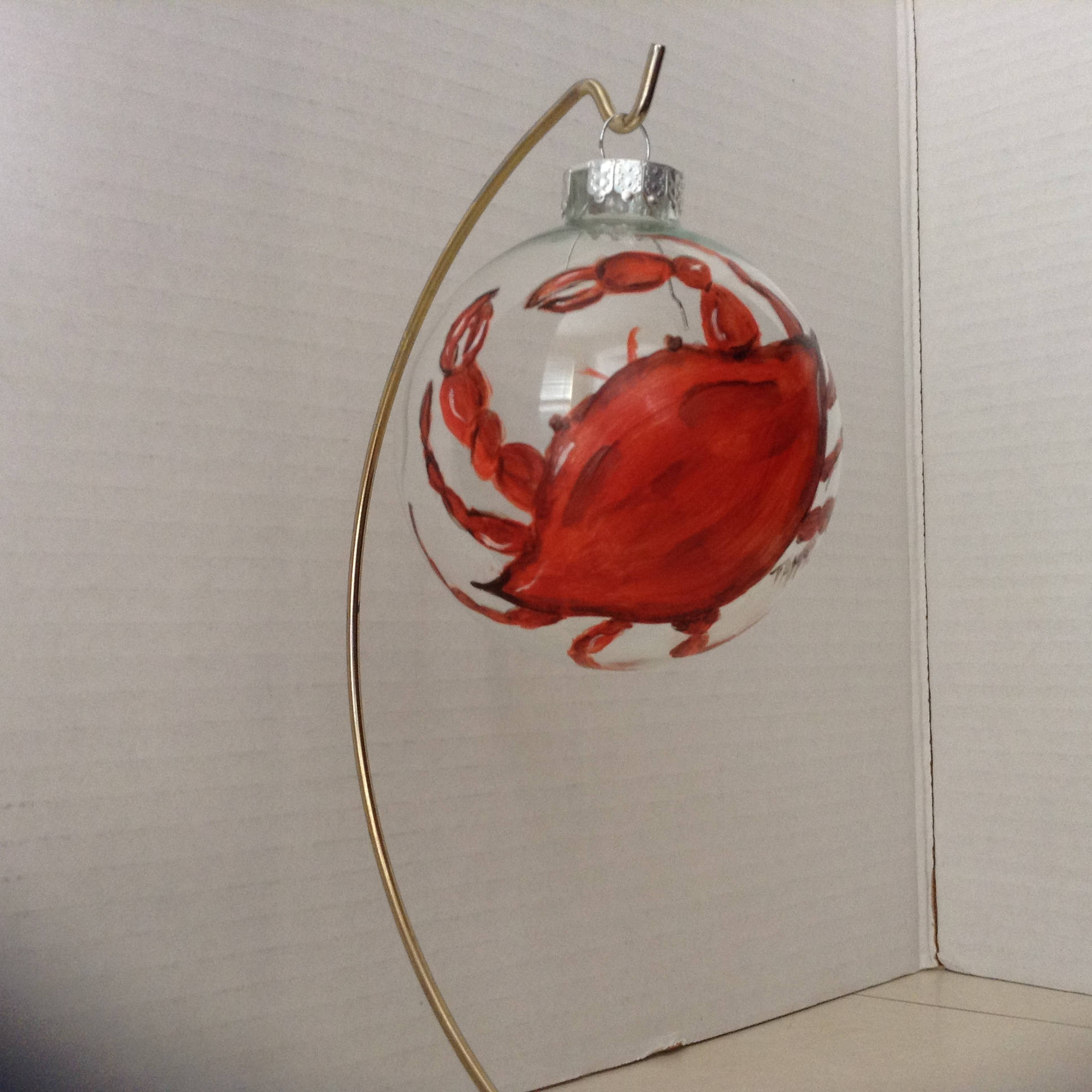Ornament Glass Crab Orange Hand Painted - Etsy