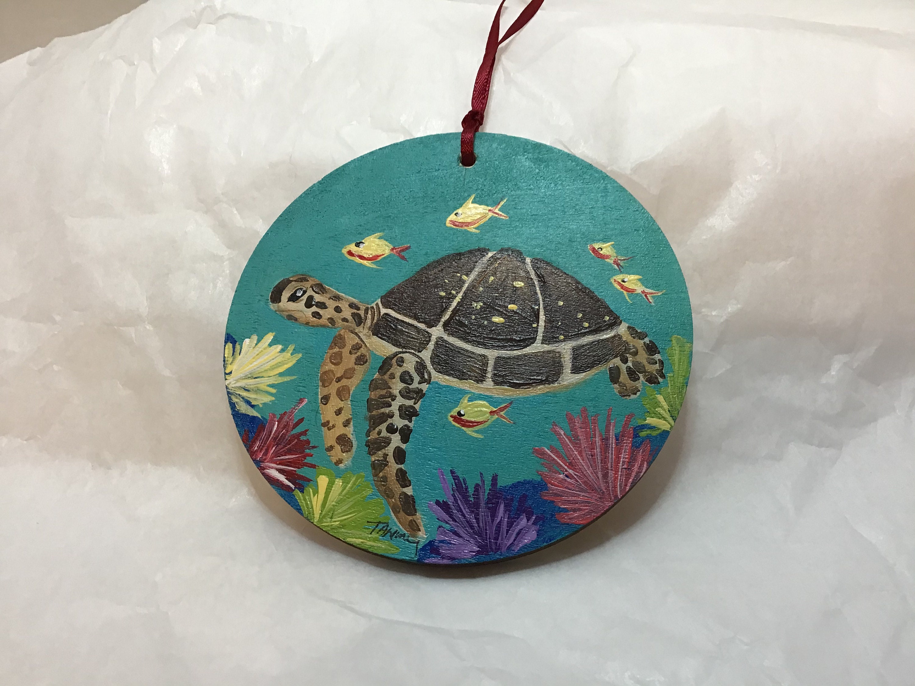 Sea Turtle Ornament 4 Inch Wood Ornament Etsy