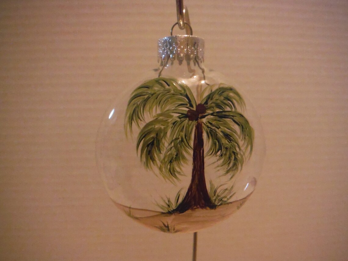 Ornament Glass Palm Trees Hand Painted - Etsy