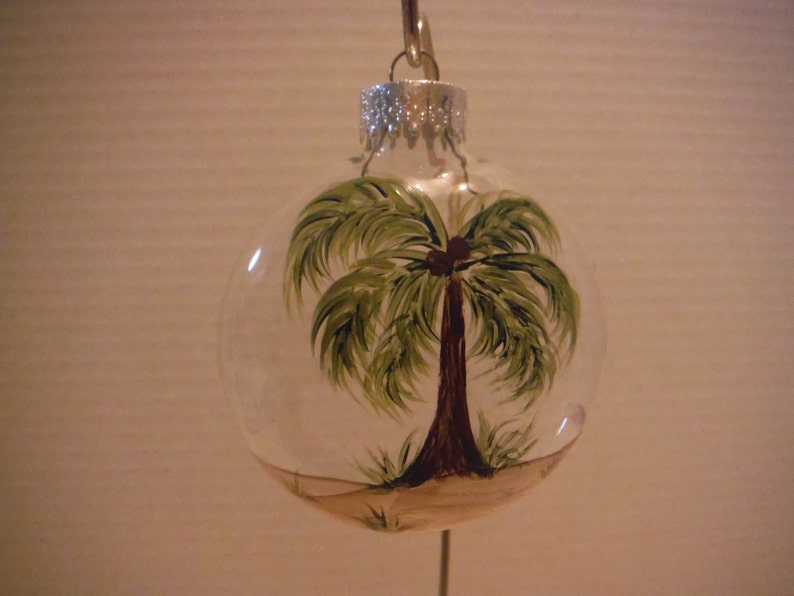 Ornament Glass Palm Trees Hand Painted Etsy Canada