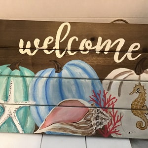 Welcome Coastal pumpkin sign