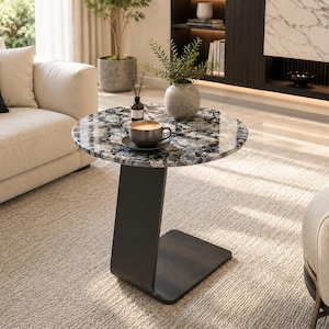 Mesa de centro redonda de mármol, mesa auxiliar para sofá, mesa auxiliar de mármol, mesa de centro de piedra natural, muebles de salón hechos a mano, mesa de centro pequeña