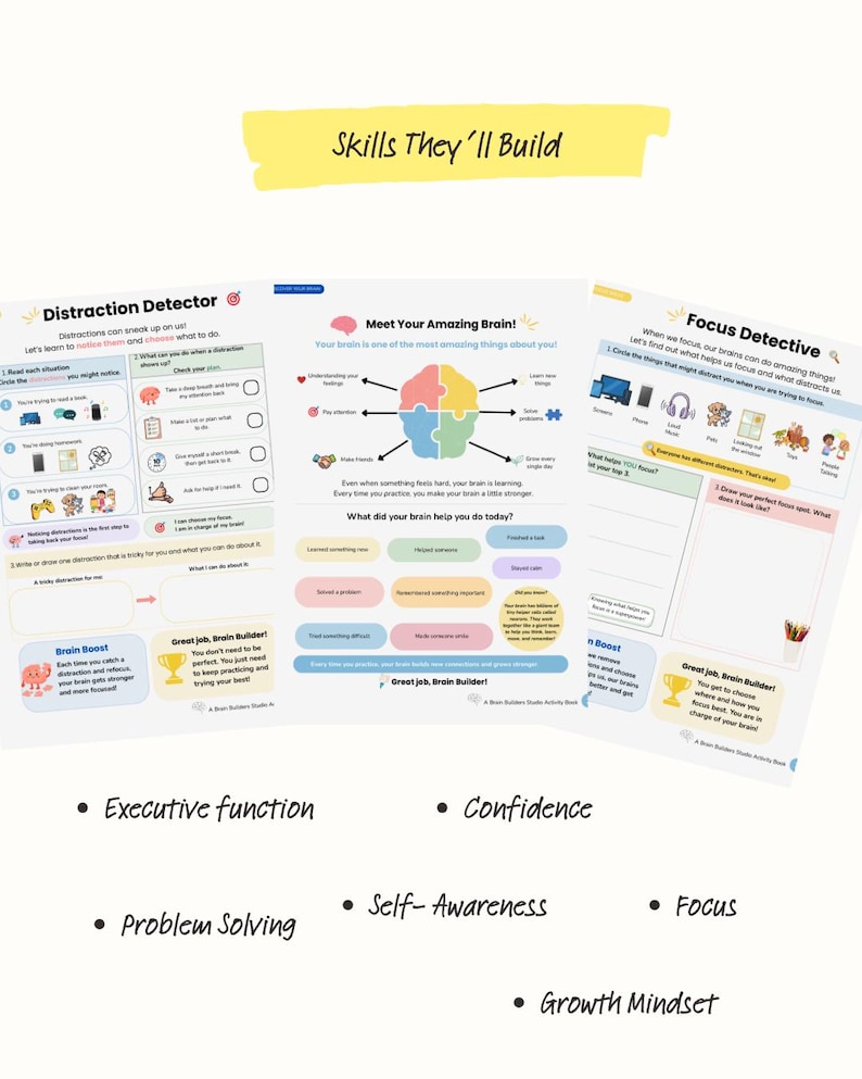 Executive Function Workbook for Kids Ages 6-9 | Focus, Confidence, Problem-Solving (Instant Download) image 4