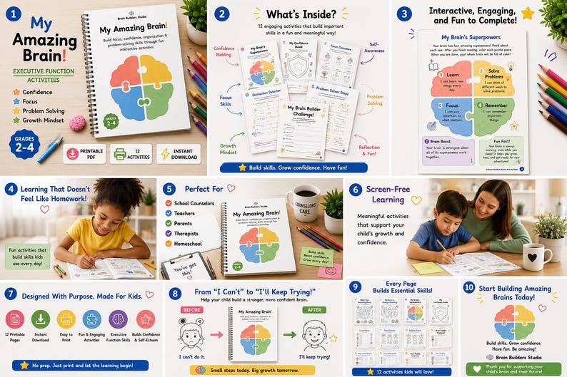 Executive Function Workbook for Kids Ages 6-9 | Focus, Confidence, Problem-Solving (Instant Download) image 5