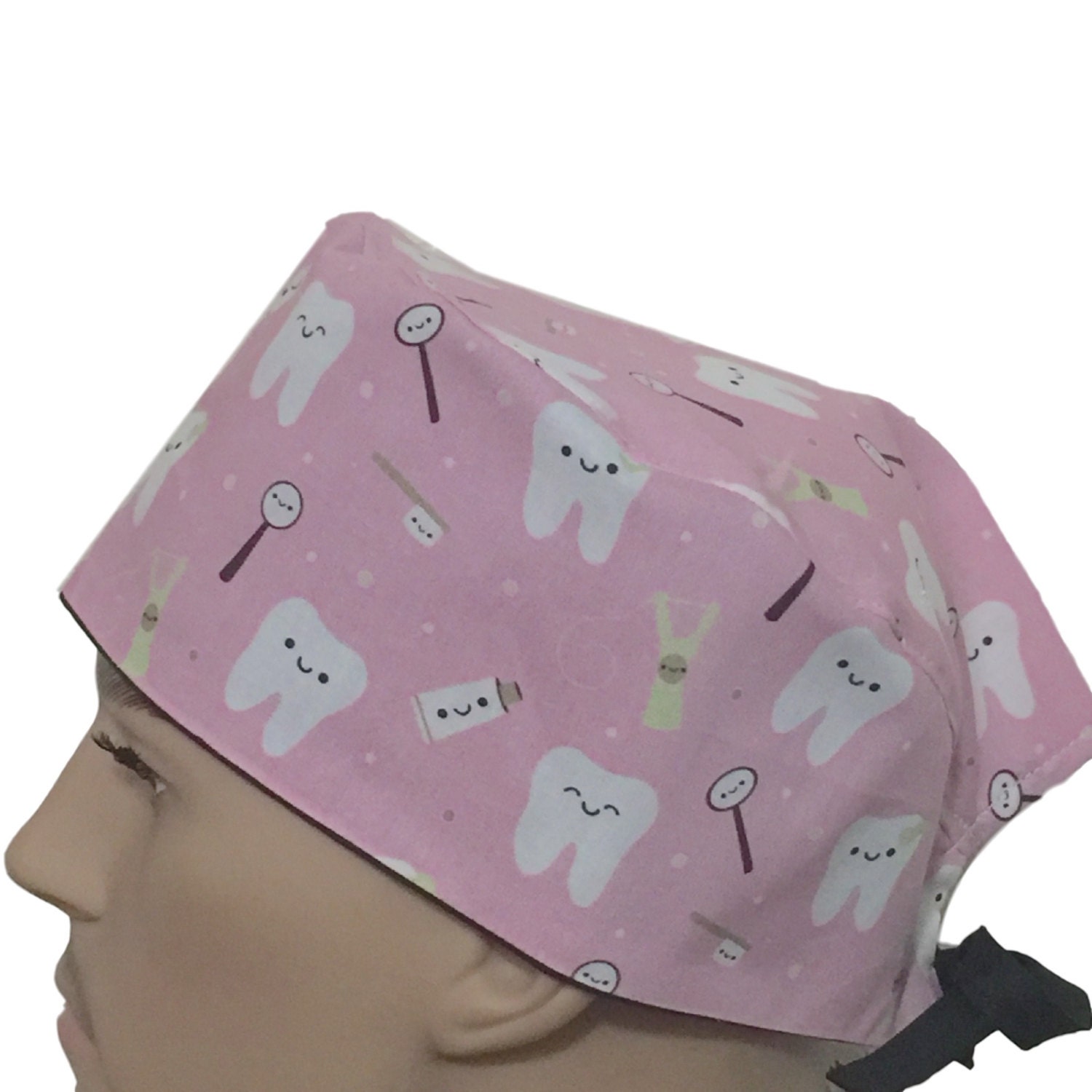 Smiling Teeth on Pink scrub hats Dentist Scrub Hats Surgeons Etsy