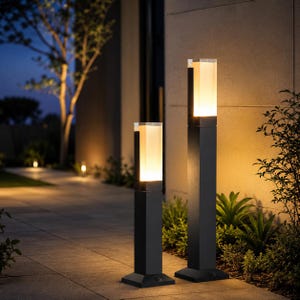 Modern Outdoor Bollard Light, LED Garden Pathway Lamp, Ground Spike or Surface Mount, 30–100cm, Warm or Cool White
