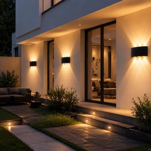 Applique da esterno moderna a LED, impermeabile IP65, in alluminio, con illuminazione verso l'alto e verso il basso, ideale per giardino, veranda, patio e garage.